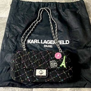 Karl Lagerfeld rainbow stitched purse